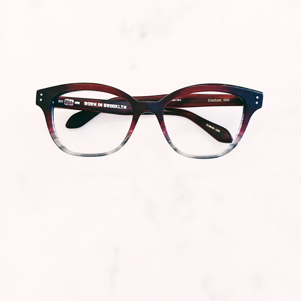  Glasses fitting tip: Select an ombré color palette to make a traditional shape more unique. Rad glasses by Born In Brooklyn Eyeglasses. 